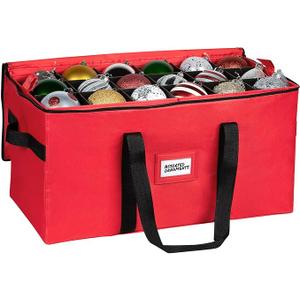 Christmas Ornament Storage Container,Box Stores Up to 54-4", Adjustable Dividers, Large Organizer Bin to Protect and Store Holiday Dcor 