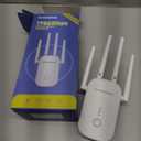 WiFi Extender Signal Booster,1200Mbps WiFi Extender Coverage up to 5000 sq.ft, Dual Band WiFi Repeater, WiFi Boosters 4 Antennas, 2.4GHz & 5.8GHz WiFi Range Extender 802.11ac (White)