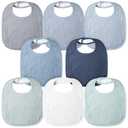 Bearmoss Baby Bibs for Drooling and teething 100% Cotton Muslin Bibs for Baby Boy & Girl, Adjustable, Ultra Absorbent, 8 Pack (Mint Iceberg)