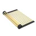 AXIMIXAME Expandable Large Draining Rack, Roll Up Heat-Resistant Dish Drainer for Stainless Steel Sinks, Collapsible Over The Sink Rack Non-Slip Silicone Rolling Up Rack Gold 18 Tube