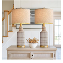 25" Modern 3-Way Dimmable Touch Control with USB A+C Ceramic Table Lamp for Living Room Bedroom Farmhouse Nightstand Bedside Brown, 1 Pack