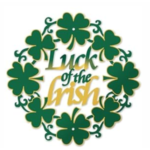 Metal St Patricks Day Wreath Shamrock Wall Art Luck of The Irish Decorations for Home Front Door, Kitchen, Bedroom, Rust-Proof Green and Gold Wreath Holiday Wall Decor