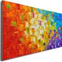 Seekland Art Hand Painted Texture Oil Painting on Canvas Abstract Wall Art Deco Contemporary Artwork Framed Ready to Hang (48 * 24 inch)