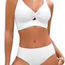 Century Star Sexy Swim Suits for Women 2025 Teen Bikini Set V-Neck Womens Swimsuit Swimwear Bathing Suit White Small