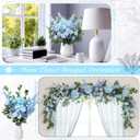 Suncalla 36 Pcs Blue Artificial Flowers Bouquet Set 8 Kind Faux Delphinium Rose Peony Chrysanthemum Hydrangea Baby's Breath Florals with Greenery Long Stem for Wedding Table Centerpiece Vase Decor