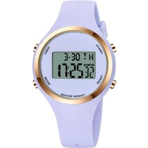 XCZAP Outdoor Sport Watches Alarm Clock 5Bar Waterproof LED Digital Watch (All Light Purple)