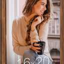 16x20 Wood Frame Brown, Rustic Natural 20x16in Woodgrain Picture Poster Frame, Modern Brown 16 x 20inch Gallery Wall Photo Frame with HD Plexiglass, Horizontal Vertical Wall Mounting Display 1pcs