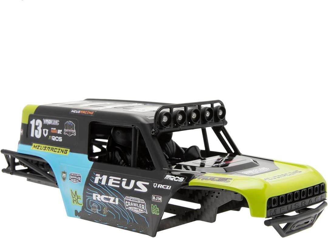 MEUS RACING MB24 SCX24 Body 5.2in 132MM Body Shell ABS+Nylon Carbon Fiber Chassis for 1/24 Axial SCX24 Bronco JLU B-17 C10(Green)