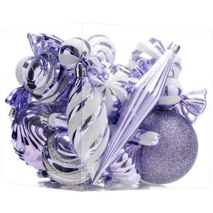 Christmas Ball Ornaments Set Shatterproof Christmas Tree Ornaments 24 PCS Painted Shaped Styles Xmas Tree for Holiday Decor, Purple