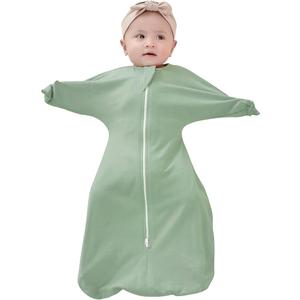 ZIGJOY SharkFin Transition Swaddle  1.0 Tog Baby Sleep Sack 612 Months Soft Cotton Transitional Swaddle Baby Wearable Blanket with 2Way Zipper, Classic Green