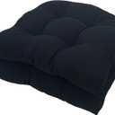 Waterproof Chair Cushions Set of 2 Outdoor,Tufted Thicken Weather and Fade Resistant Kitchen Seat Cushions,Patio Chair Pads for Garden Furniture Sofa Couch (Black)