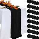 8 Pack Table Runner Black Cheesecloth 10ft Boho Gauze Fabric 120 Inch Cheese Cloth Table Runner Rustic Sheer for Romantic Wedding Decor Baby Shower Party Table Centerpiece Decoration