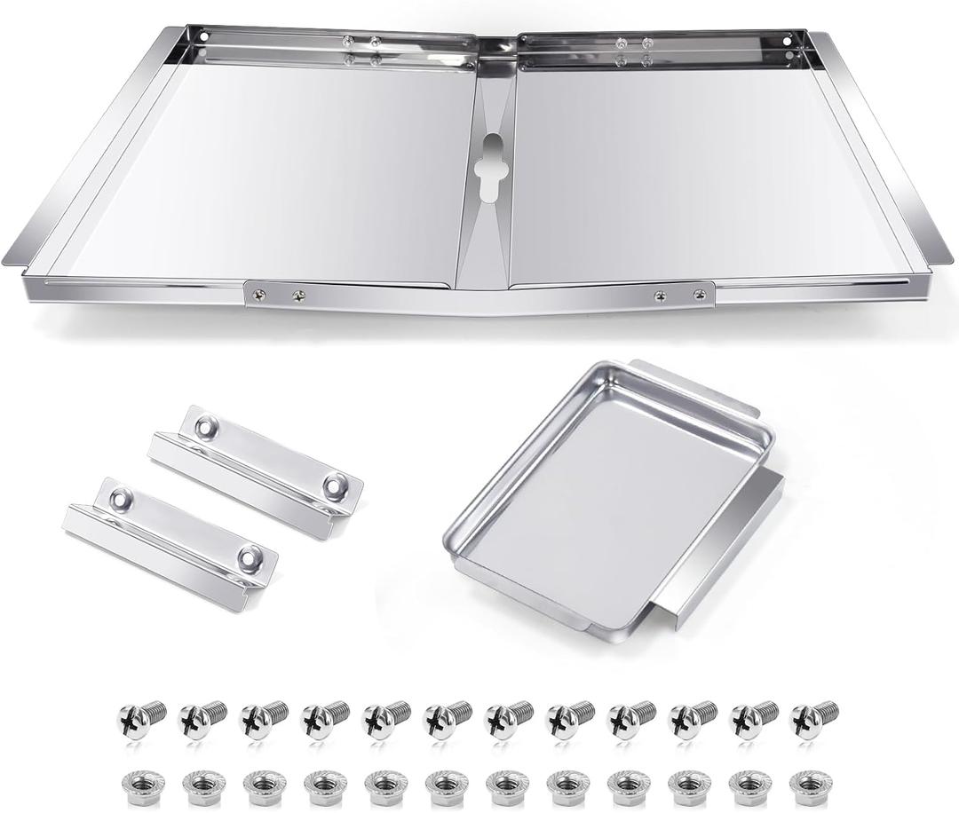 Hiorucet Grease Tray with Catch Pan for Charbroil, Nexgrill, Dyna Glo, Kenmore, BHG, Expert, Backyard, Uniflame, Members Mark, Monument Grill Replacement Parts, Adjustable 30''-36'' Gas Grill Drip Pan