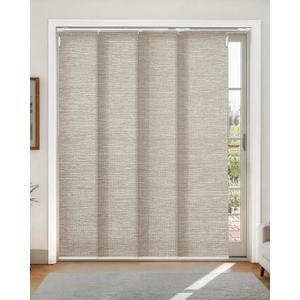 Lazblinds Adjustable Vertical Blinds - Woven Texture Paper Panel Blinds for Patio Doors & Room Dividers, Extendable Track (45 3/4" - 82 5/8" W), Trimmable to 96" H, Sleek Loom Dove Grey
