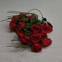Hotop 20 Pcs Artificial Rose Flowers with Long Stem,Real Touch Silk Realistic Plastic Bouquet Roses Bulk for Home Decor Bridal Wedding Party Table Centerpieces Decorations(Red)