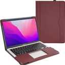 TYTX Compatible with MacBook Pro Leather Case 13 Inch 2016-2022 (A1989 A1706 A1708 A2159 A2289 A2251 A2338 M1 M2) Laptop Sleeve Protective Folio Book Cover (New MacBook Pro 13", Wine Red) (Wine Red)