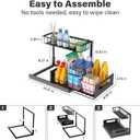 Sturdy Metal Under Sink Organizer 2 Tier, Pull Out Drawer Slides Under Sink Storage for Bathroom Kitchen, Multi-Purpose Iron Under Cabinet Organizer for Cleaning Supplies (Black, 2 Pack)