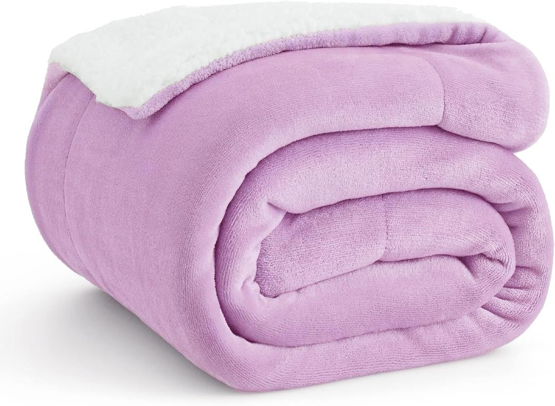 Bedsure GentleSoft Sherpa Fleece Throw Blanket for Couch - Thick and Warm Throw for Girls and Women, Soft Fuzzy Plush Kids Blanket for Winter, Non-Heated, Lilac, 50x60 Inches