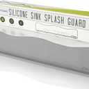 Silicone Sink Splash Guard - Water Splash Guard for Kitchen, Island and Bathroom - Secure Non-Slip Suction Cup Base - Dishwasher Safe, Gray (17.4 x 1.7 x 3.6")