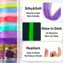 Luminous Hair Extension Kit with Tools Glow in the Dark Glitter Hair Tinsel for Women Neon UV Reactive Synthetic Hair Accessories for Christmas Halloween Party(48 Inch, 12 Colors, 3000 strands)