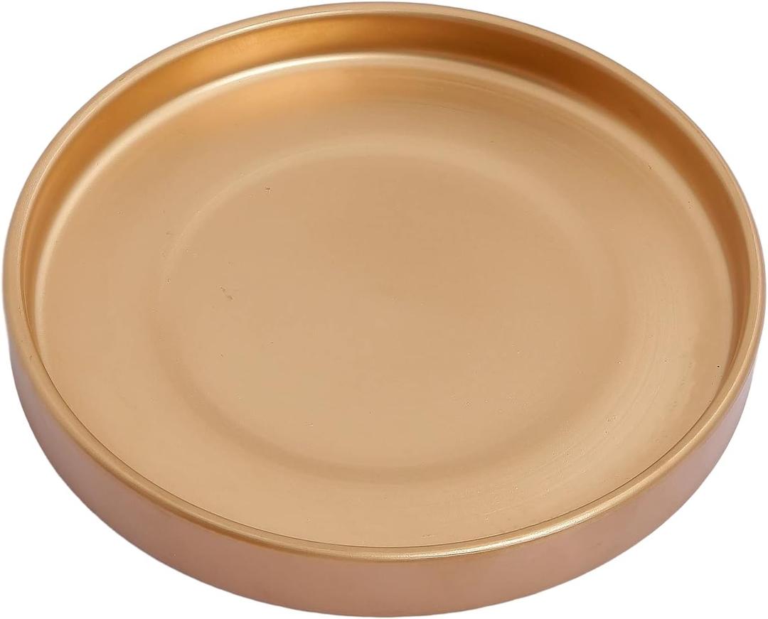 Woiida 15 Inch Ceramic Saucer - Ceramic Drainage Tray for Plant Pot (Matte Gold)