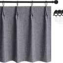 WdFour 24x18 Inch Pinch Pleated Blackout Cafe Curtains - Pack of 2, 100% Light Blocking Back Tab Drapes for Half Windows, Kitchen & Bathroom Short Curtains in Dark Gray