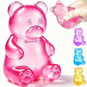 3 x Bear Squishy Toys, Slow Rising Stress Relief Sugar Squeeze Toys for Kids & Adults, High Density Sensory Stress Balls, Stocking Stuffers, Birthday Party Favors, Anxiety Relief Toys for Boys Girls (Red)