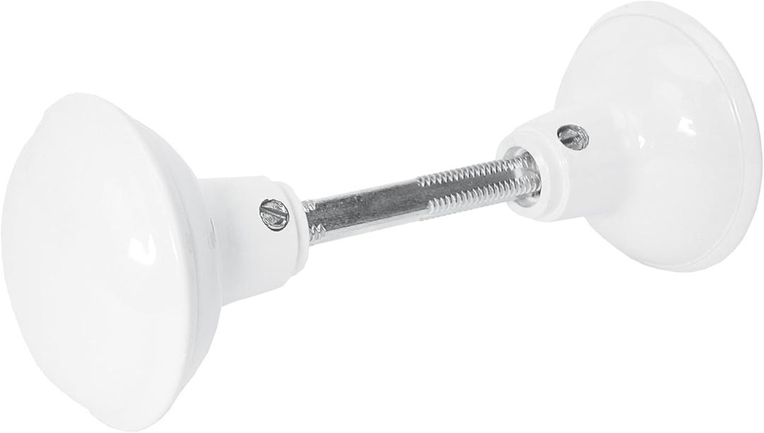 Prime-Line E 2319 Solid Brass Vintage Door Knob Spindle Set, 2-1/4 In. Outside Diameter, White (Single Pack)