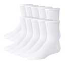 Hanes Uniform, Plain White, Knit Crew Socks for Girls, 9-Pairs Size L