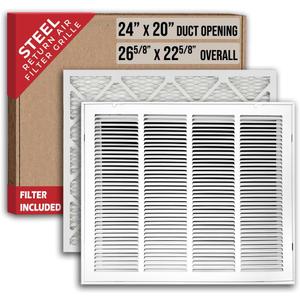 Fits 24x20 Duct Opening | Filter Included Steel Return Air Filter Grille by Handua [Removable Door] | Vent Cover Filter Grill | White | Outer Dimensions: 26 5/8"W X 22 5/8"H