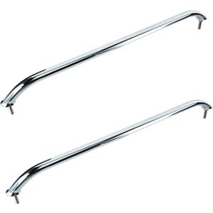 Amarine Made 2-Pack Polished Stainless Heavy Duty Oval Boat Marine Grab Handle Hand Rail with Flange & Stud (24")