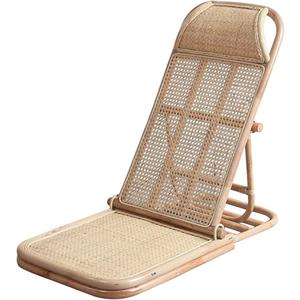 4-Gear Adjustable Folding Rattan Floor Chair Foldable Beach Chair Lazy Floor Lounge Tatami for Home and Office Relaxation