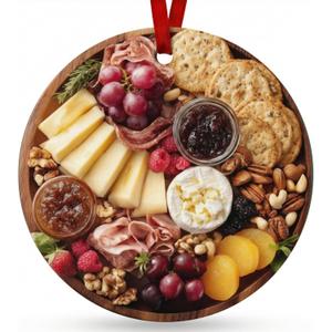 Charcuterie Board Ornament 2025, Realistic Meat and Cheese Platter Ceramic Keepsake, Foodie Christmas Decoration for Kitchen, Hostess Gift for Women Mom, White Elephant Stocking Stuffer
