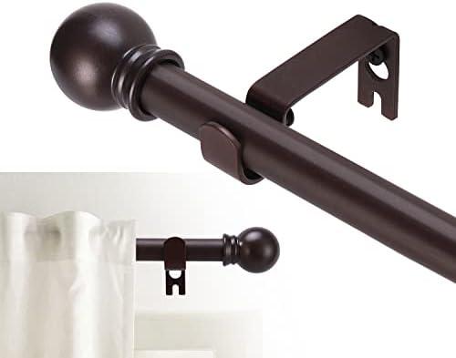 GXOACKJ Curtain Rods for windows 32-48 inch, 5/8 inch Decorative Brown Splicing Heavy Duty Metal Curtain Rod set with Brackets