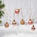 2 x Emopeak 24Pcs Christmas Balls Ornaments for Xmas Christmas Tree - 4 Style Shatterproof Christmas Tree Decorations Hanging Ball for Holiday Wedding Party Decoration (Rose Gold, 1.3"/3.2CM)