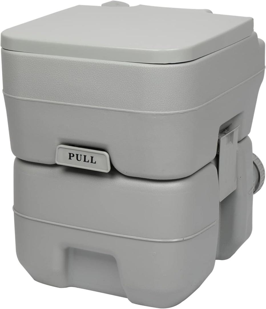 Outvita Outdoor Portable Toilet, 5.3 Gallon Waste Tank Porta Potty with Pressure Pump Double Outlet Leak-proof Clips for Camping Travel RV Boat Truck