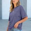ANRABESS Women Oversized T Shirts Short Sleeve Summer Casual Loose Top Basic Tee with Pocket (S)