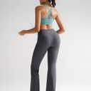 RUNNING GIRL Womens Ribbed V Crossover High Waist Yoga Pants Flare Leggings for Women with Side Pockets (XL)