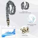 2 x Stretchy Scrunchie Lanyard for ID Badges Keys, Cute Teacher Lanyard for Women with 2 Card Holders 19.6 Inch (Black and White Checkered)