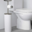 Umbra Portaloo Toilet Paper Stand and Reserve, White/Nickel