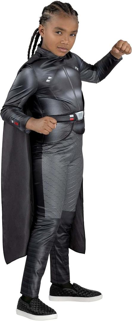 3 x Star Wars Reva Official Youth Haloween Costume - Printed Jumpsuit with Belt Buckle and Detachable Cape (Black, M)