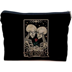 IWXYI Gothic Makeup Bags - Skeleton Skull Makeup Bag Zipper Pouch Travel Toiletry Gifts For Women (the lover)