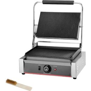 Commercial Panini Contact Grill Large Sandwich Press Panini Maker Machine Electric With Ribbed Top And Bottom Plate (grooved top and bottom)