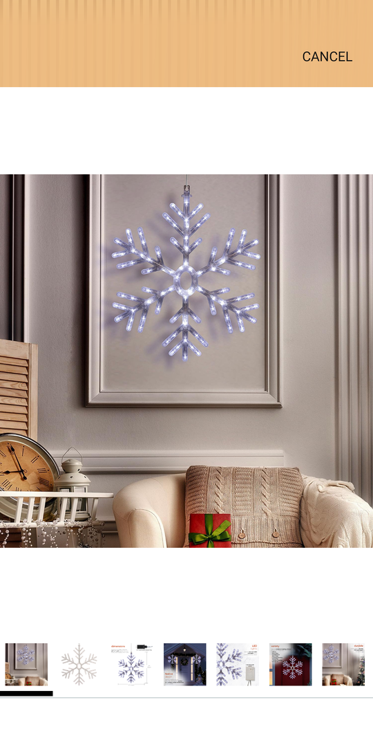 Alpine Corporation 24" Tall Indoor/Outdoor Hanging Snowflake Decoration with 102 LED Lights, Winter Ornament Christmas Holiday Decor