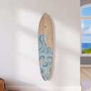 HEADWATERS STUDIO Wooden Surfboard Wall Decor Growth Chart - Surf Board Wall Decor for Kids Room, Wooden Growth Chart for Wall, Surfboard Wall Art, Surfboards for Decoration - Blue Wave (9.5"x 45")