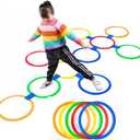 11in Hopscotch Rings-Hopscotch Game Hoops Circles with 15 Connectors for Kids Balance Agility Training Obstacle Course, Boys Girls Birthday Fun Play Indoor Outdoor Backyard Playground Activity