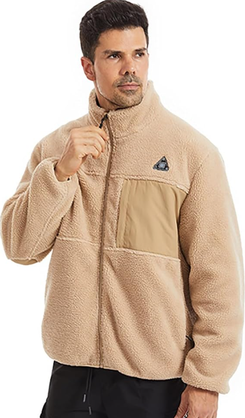 Wyzesi Long Trench Coat for Men Wool Water Proof Men's Solid Color 4 Heated Warm Stand Up Collar Zipper Jacket Casual Loose Business Jacket Christmas Sweater for Men Large