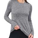 ANRABESS Womens Long Sleeve Workout Quick Dry Fitted Yoga Gym Athletic Shirts Grey Medium
