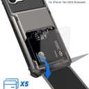 TOPAUX for iPhone 17e 16e Wallet Case Hold 1 to 5 Credit Card Holder Flip Cover ID Slot Back Pocket Compartment Dual Layer Shockproof TPU Bumper Anti-Scratch Protective Hard Shell Gunmetal