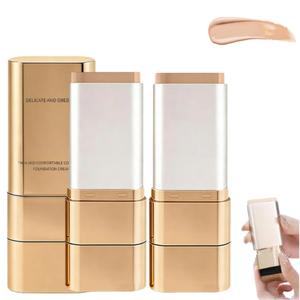 2PCS Dual-Ended Concealer Foundation Stick, Korean 3-in-1 Foundation Stick, Multi-functional Double Head Foundations Make up Sticks, Sweat-Proof for Flawless Finish All Skin Types (#03 Pinkish Beige)